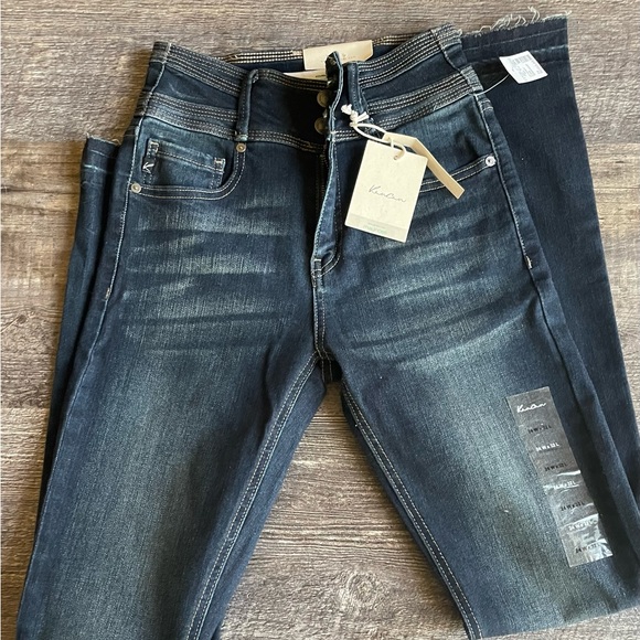 KanCan Dark High Rise Double Button Bootcut Jeans Size 24 - Picture 3 of 4